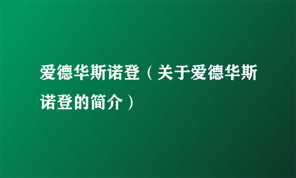 爱德华斯诺登（关于爱德华斯诺登的简介）