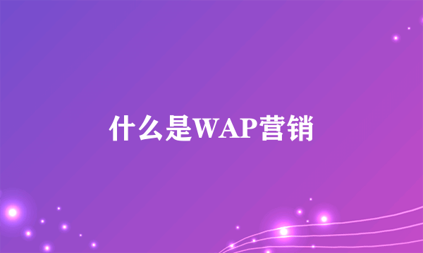 什么是WAP营销