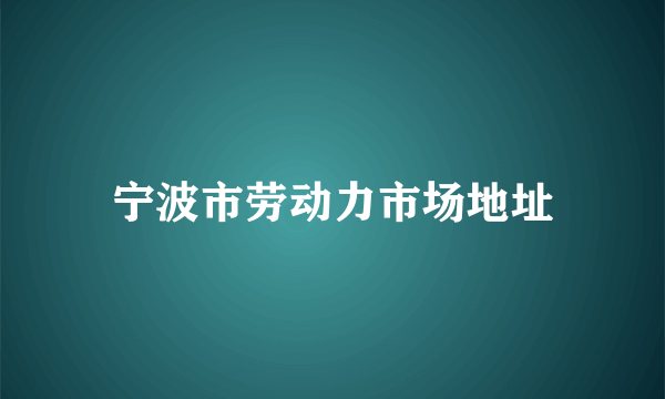 宁波市劳动力市场地址