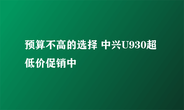 预算不高的选择 中兴U930超低价促销中