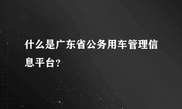 什么是广东省公务用车管理信息平台？