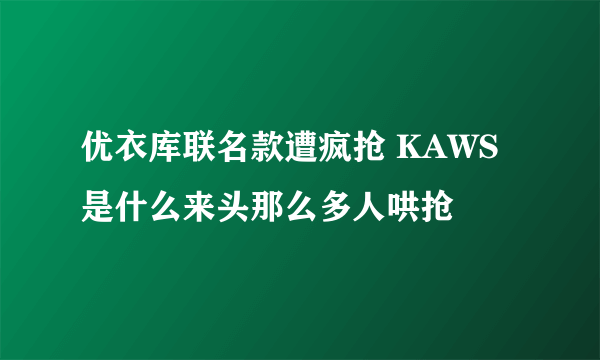 优衣库联名款遭疯抢 KAWS是什么来头那么多人哄抢