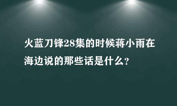 火蓝刀锋28集的时候蒋小雨在海边说的那些话是什么？