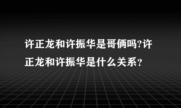 许正龙和许振华是哥俩吗?许正龙和许振华是什么关系？