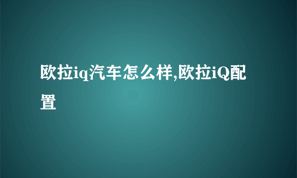 欧拉iq汽车怎么样,欧拉iQ配置