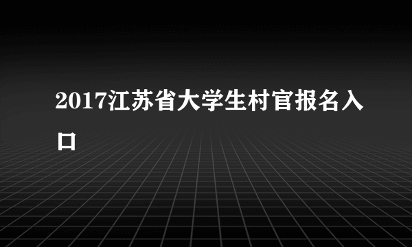 2017江苏省大学生村官报名入口