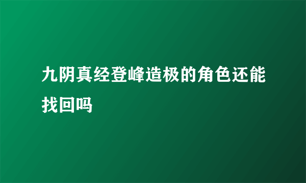 九阴真经登峰造极的角色还能找回吗