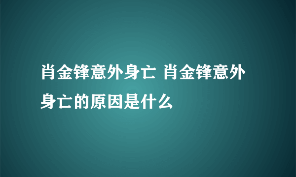 肖金锋意外身亡 肖金锋意外身亡的原因是什么