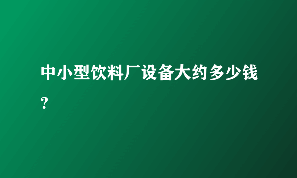 中小型饮料厂设备大约多少钱？