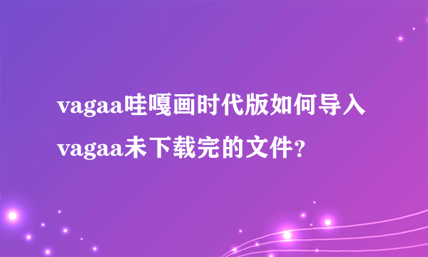 vagaa哇嘎画时代版如何导入vagaa未下载完的文件？