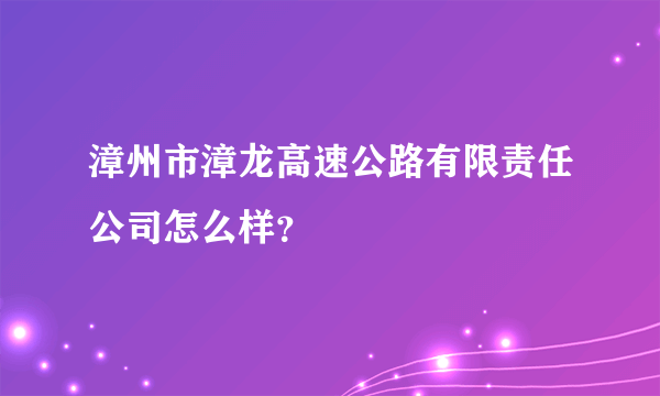 漳州市漳龙高速公路有限责任公司怎么样？