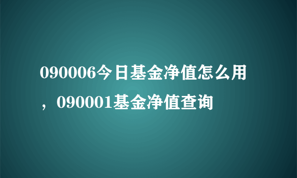 090006今日基金净值怎么用，090001基金净值查询