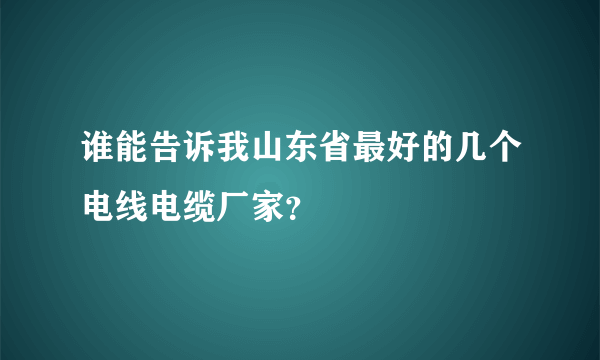 谁能告诉我山东省最好的几个电线电缆厂家？