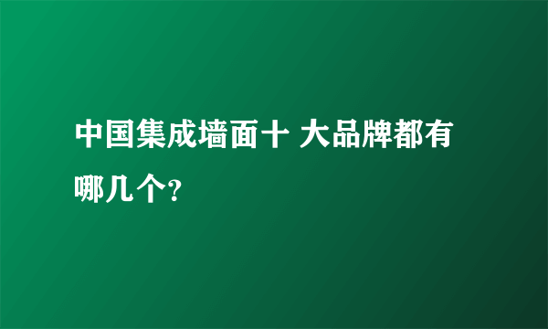 中国集成墙面十 大品牌都有哪几个？