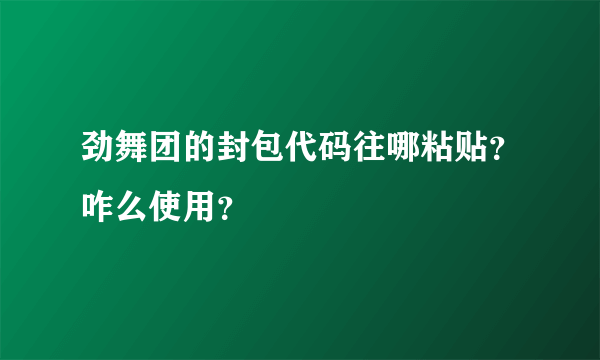 劲舞团的封包代码往哪粘贴？咋么使用？