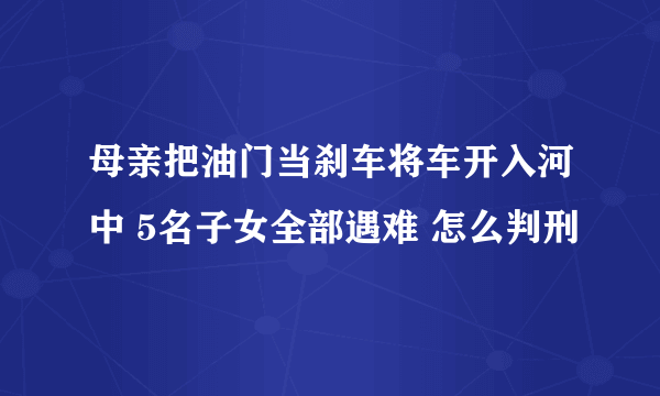 母亲把油门当刹车将车开入河中 5名子女全部遇难 怎么判刑