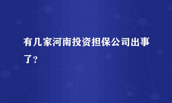 有几家河南投资担保公司出事了？