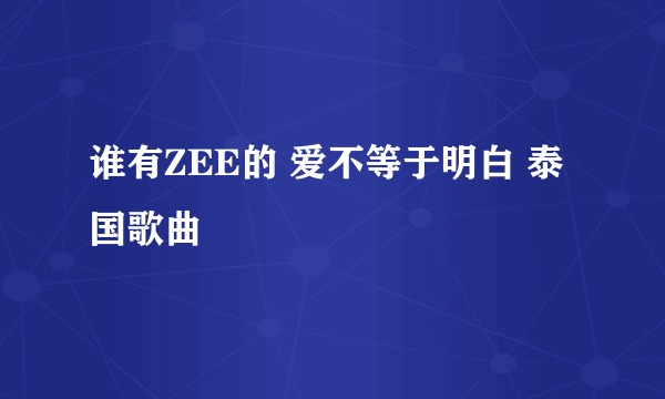 谁有ZEE的 爱不等于明白 泰国歌曲