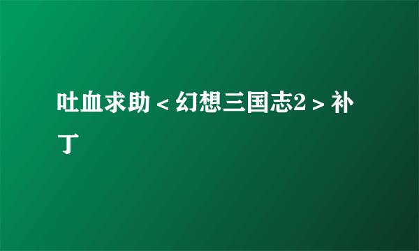 吐血求助＜幻想三国志2＞补丁