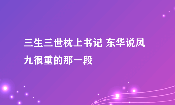 三生三世枕上书记 东华说凤九很重的那一段