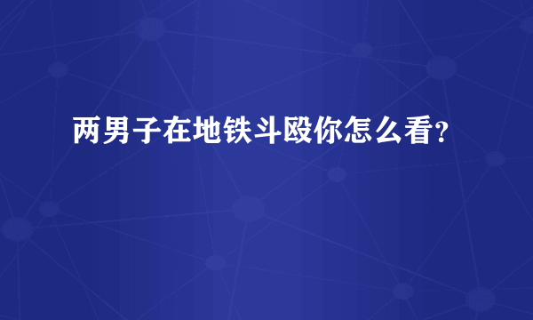 两男子在地铁斗殴你怎么看？