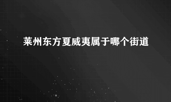 莱州东方夏威夷属于哪个街道