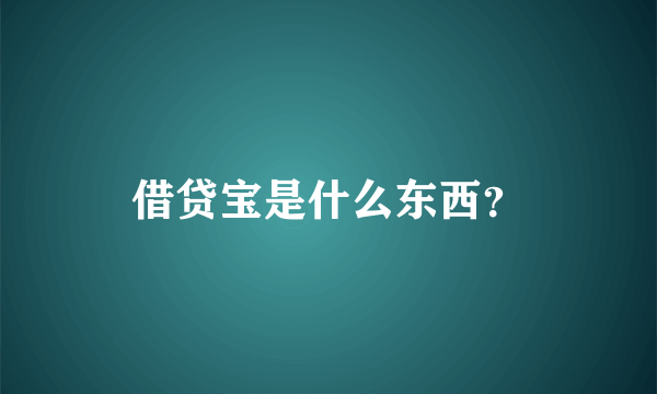 借贷宝是什么东西？