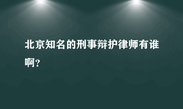 北京知名的刑事辩护律师有谁啊？