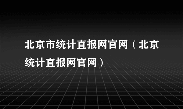 北京市统计直报网官网（北京统计直报网官网）