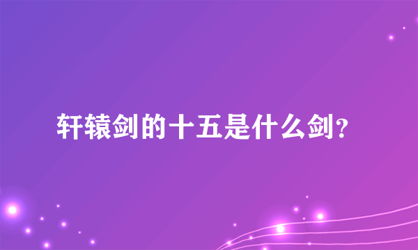 轩辕剑的十五是什么剑？