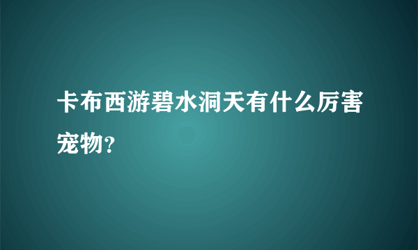 卡布西游碧水洞天有什么厉害宠物？