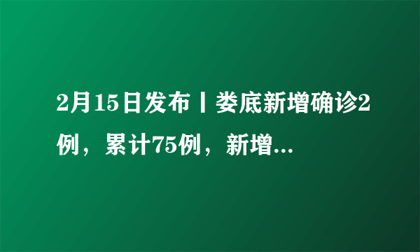 2月15日发布丨娄底新增确诊2例，累计75例，新增治愈4例，累计29例，治愈率39%