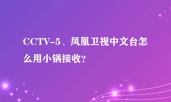 CCTV-5、凤凰卫视中文台怎么用小锅接收？