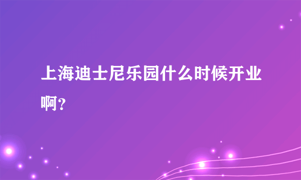 上海迪士尼乐园什么时候开业啊？