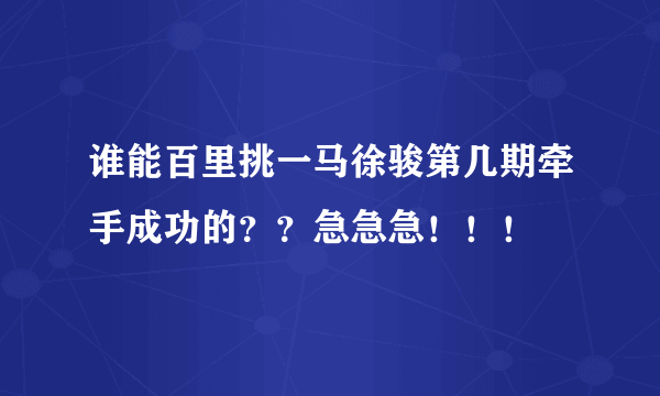 谁能百里挑一马徐骏第几期牵手成功的？？急急急！！！