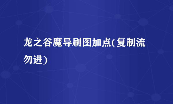 龙之谷魔导刷图加点(复制流勿进)