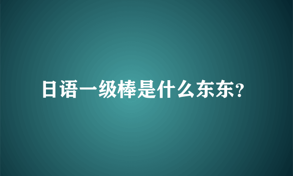 日语一级棒是什么东东？