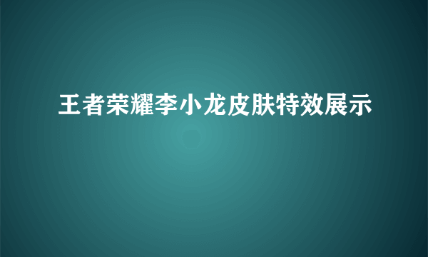 王者荣耀李小龙皮肤特效展示