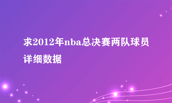 求2012年nba总决赛两队球员详细数据