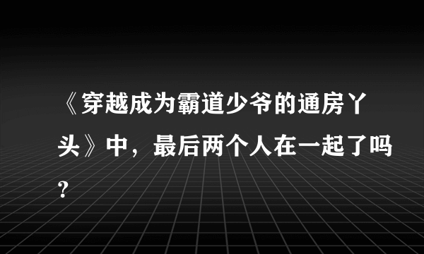 《穿越成为霸道少爷的通房丫头》中，最后两个人在一起了吗？