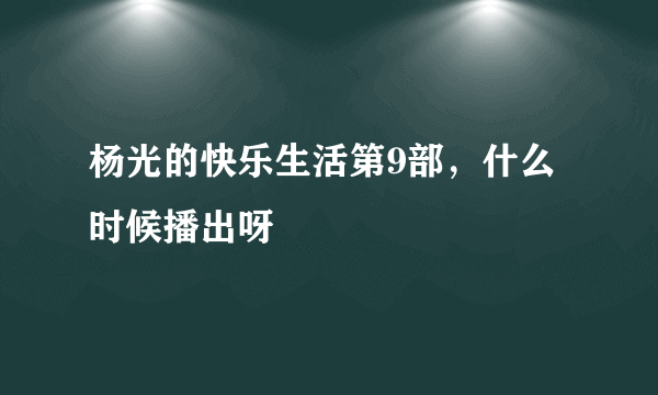 杨光的快乐生活第9部，什么时候播出呀