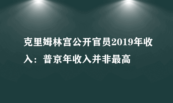 克里姆林宫公开官员2019年收入：普京年收入并非最高