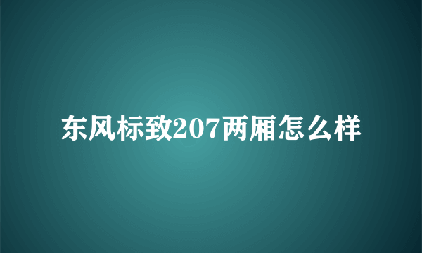 东风标致207两厢怎么样