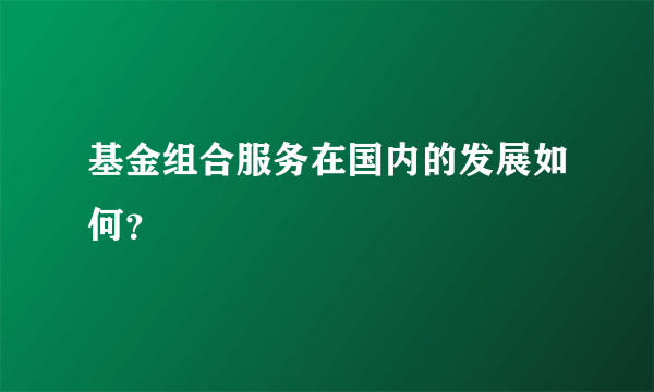 基金组合服务在国内的发展如何？