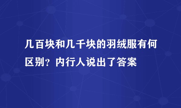 几百块和几千块的羽绒服有何区别？内行人说出了答案