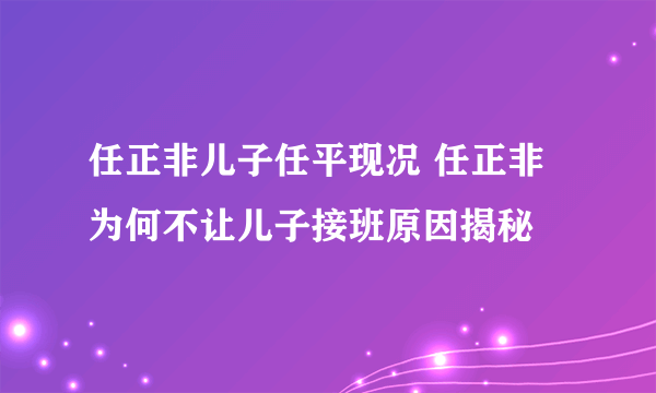 任正非儿子任平现况 任正非为何不让儿子接班原因揭秘