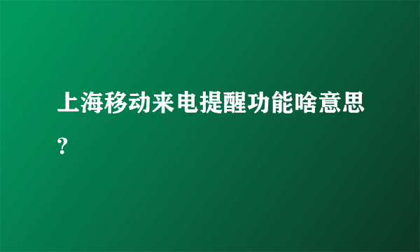 上海移动来电提醒功能啥意思？