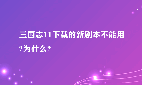 三国志11下载的新剧本不能用?为什么?