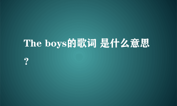 The boys的歌词 是什么意思？