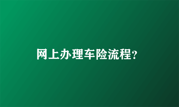 网上办理车险流程？